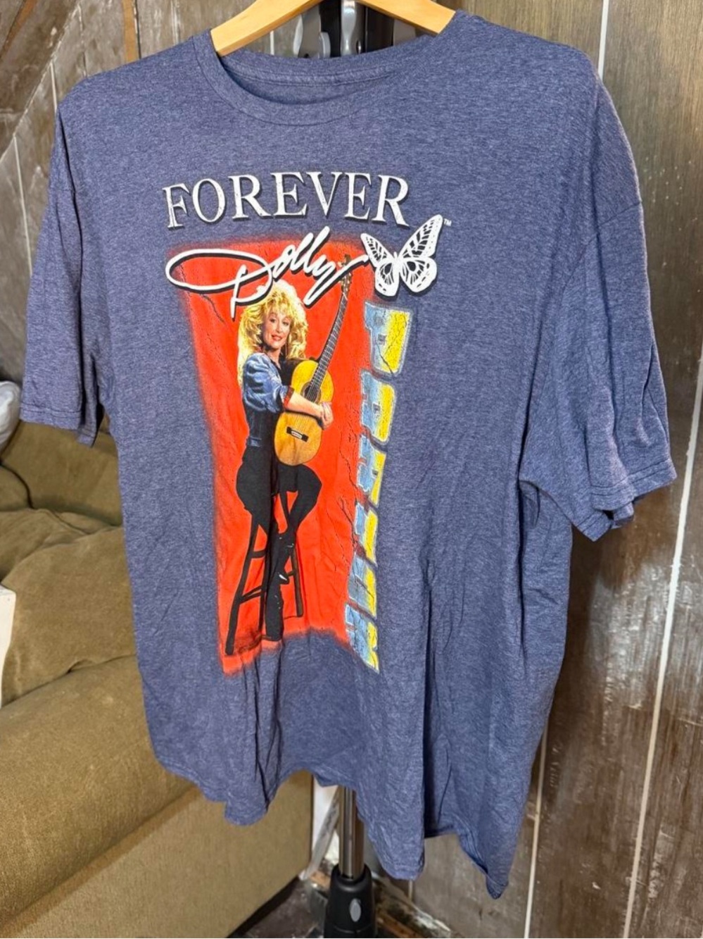 Forever Dolly Graphic Tee - Blue with Red Accent